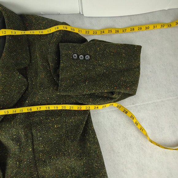 White Stag Wool Blend Tweed Blazer Coat Green Plus Size 20W 3 Button Jacket - Picture 9 of 11